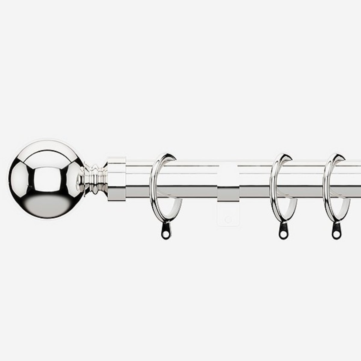 New Edge Blinds Polished Chrome 28mm Ball Fixed Metal Curtain Pole - 90cm