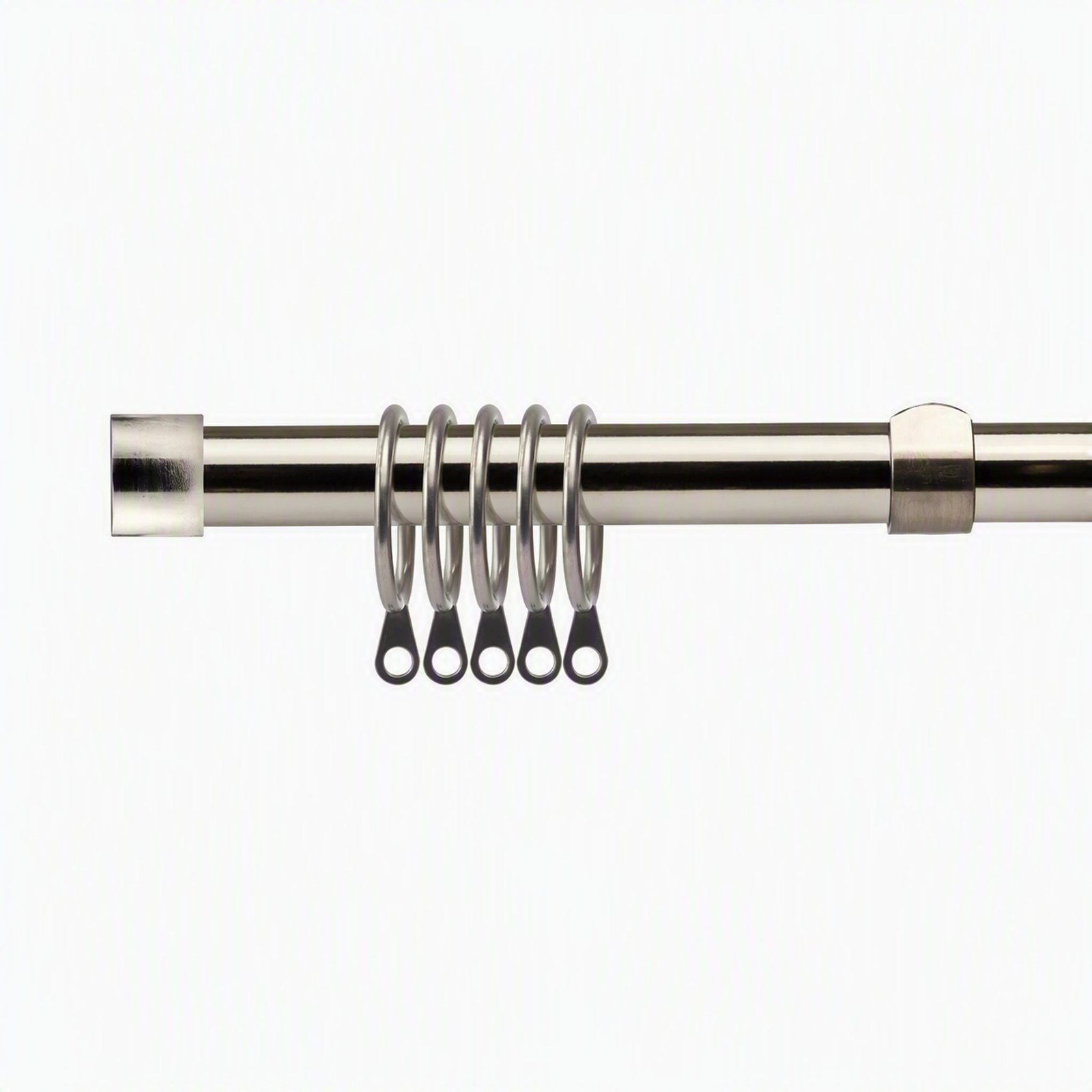 New Edge Blinds 16-19mm Black Silk Stud Extendable Curtain Pole - 160cm - 300cm