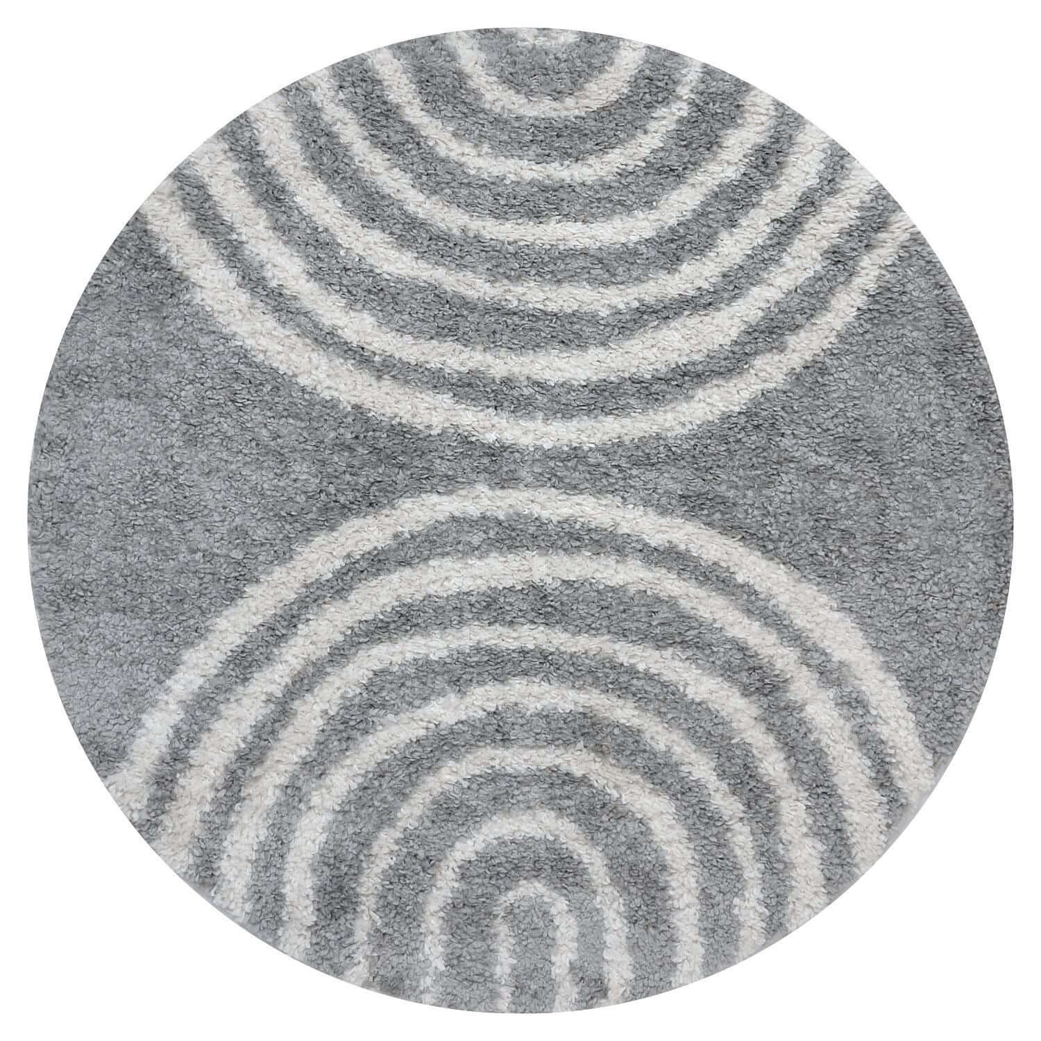The Rugs Grey Moodi Rainbow Round Shaggy Rug - 120cm