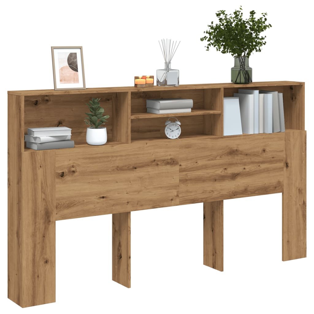 Walplus Engineered Wood Headboard Cabinet - Oak - 180 x 19 x 103.5 cm
