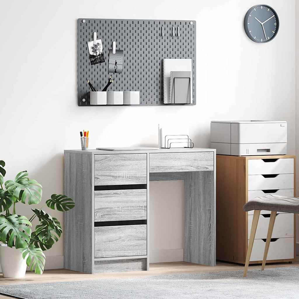 Walplus Engineered Wood Desk - Grey and Oak - 90 x 37.5 x 75 cm