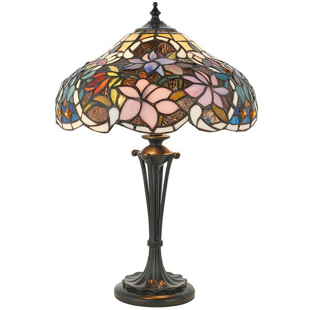Loops Direct 30cm Diameter Glass Table Lamp - Dark Bronze