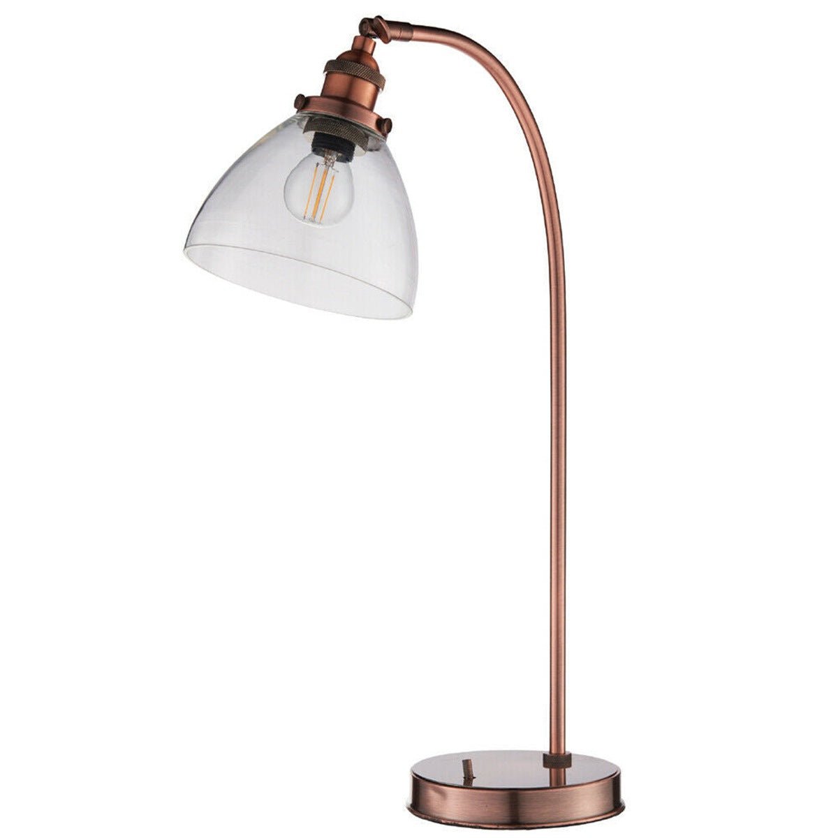 Loops Direct Steel and Glass Table Lamp - Tarnished Copper