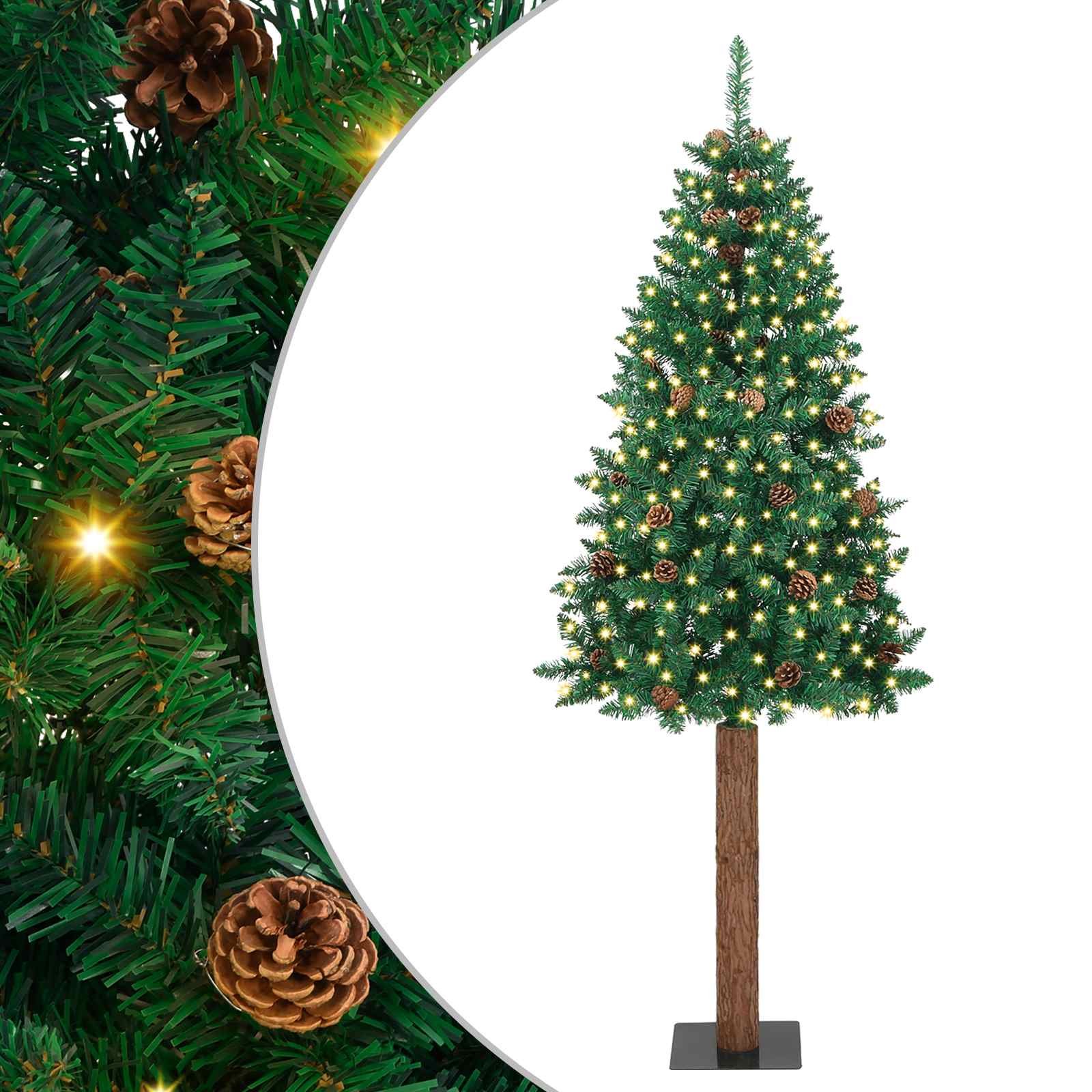 Walplus 300 LED Lights Slim Artificial Christmas Tree - Green - 210 cm