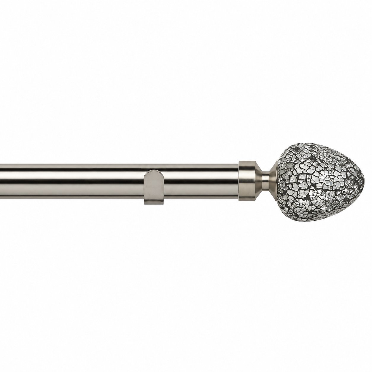 New Edge Blinds 28mm Satin Silver Alexia Fixed Eyelet Curtain Pole - 70cm