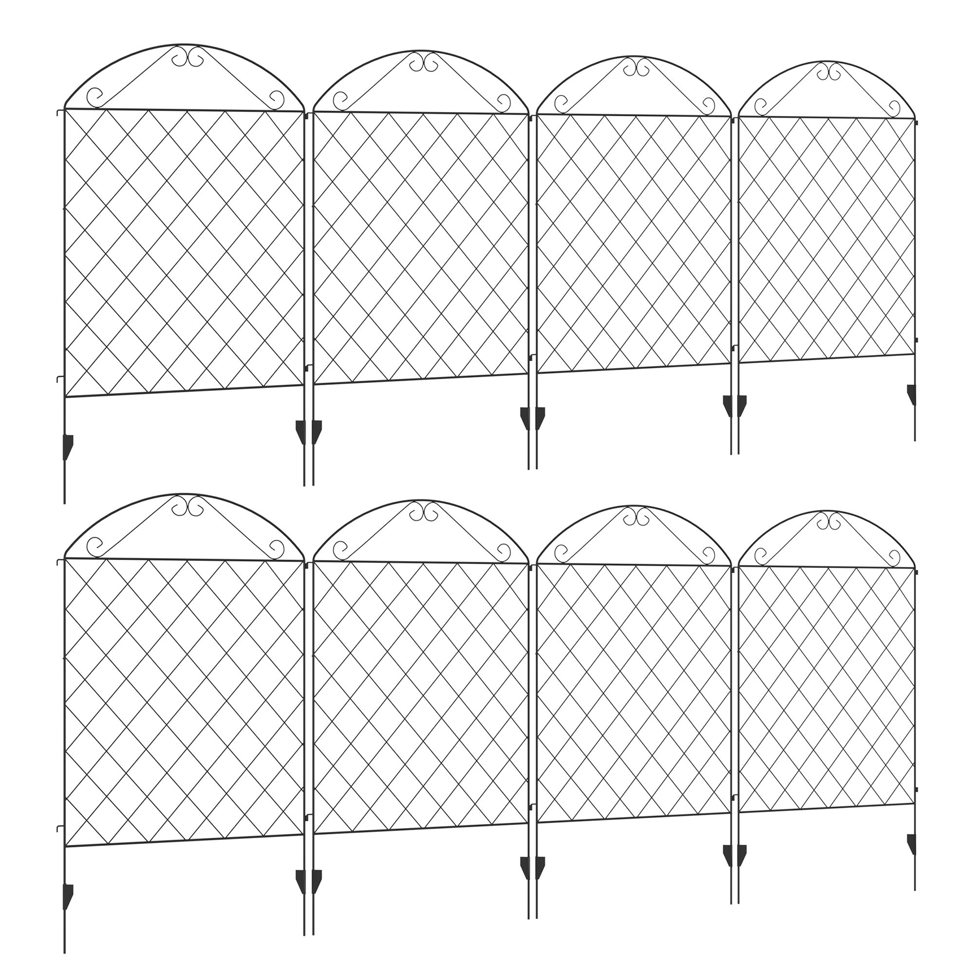 Outsunny Set of 4 Rustproof Metal Garden Fence Panels – Black