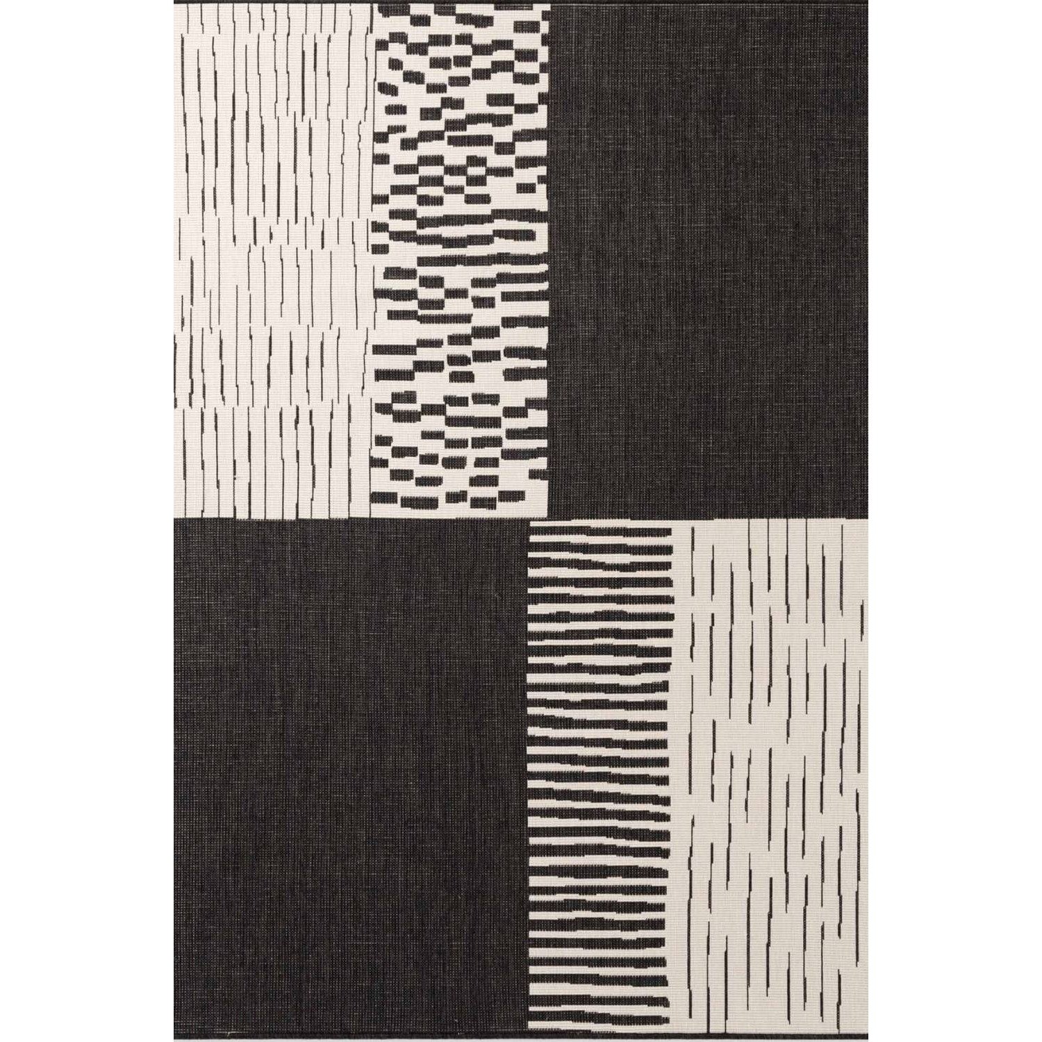Ted Baker Black and White Outdoor  Acacia Geometric Reversible Rug - 160 x 230cm
