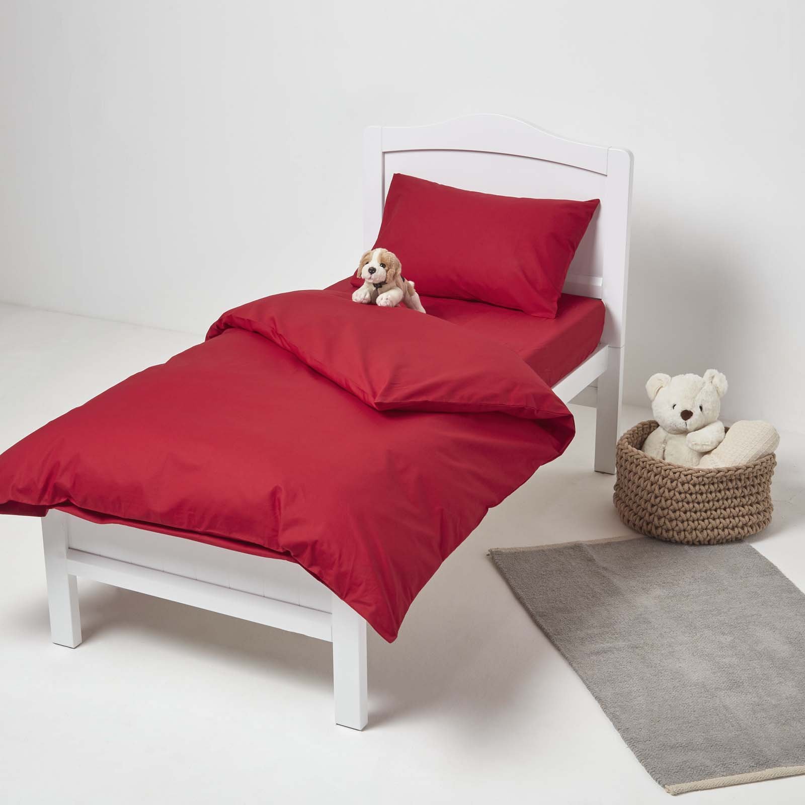 Homescapes Egyptian Cotton Cot Bed Duvet Cover Set - Red