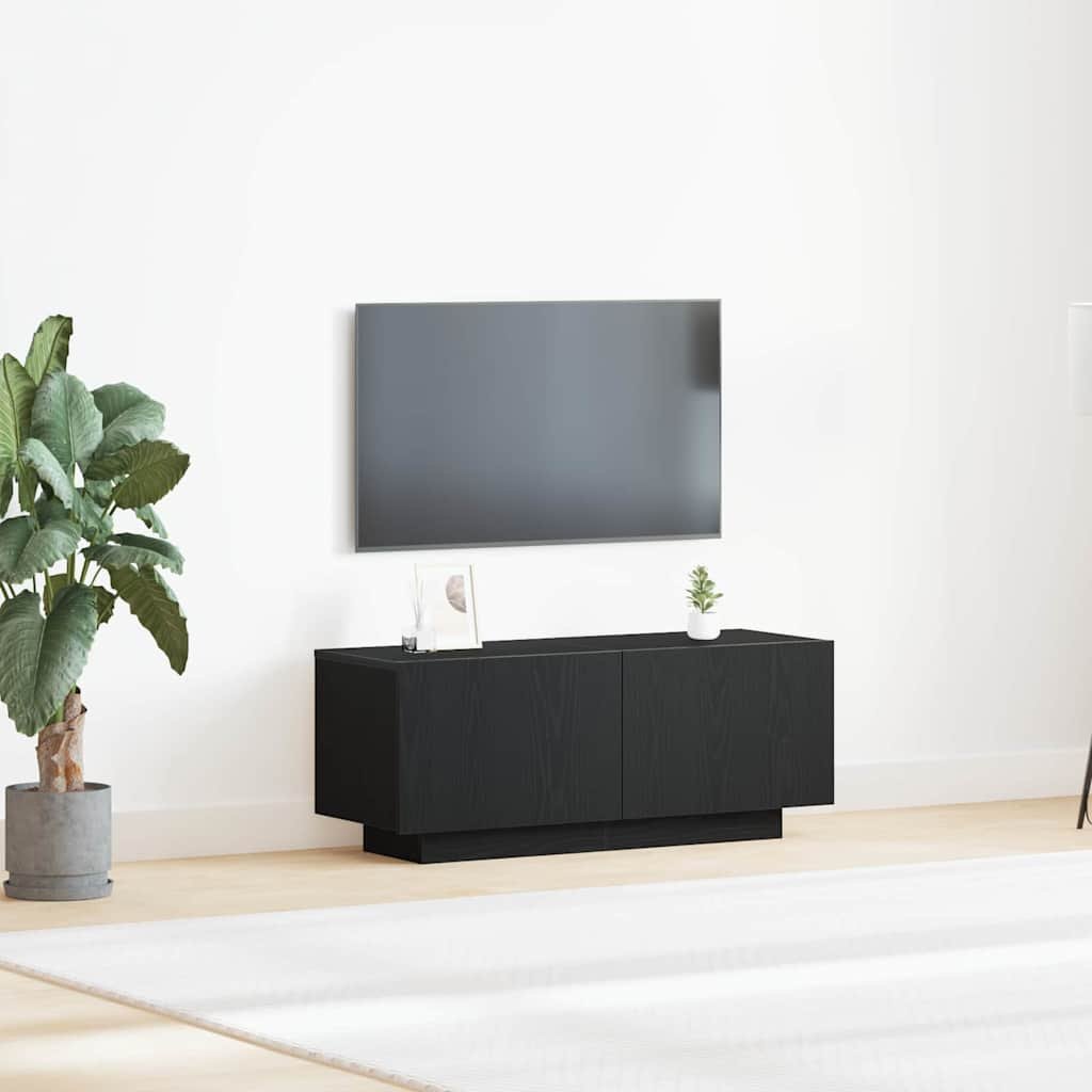 Walplus 2 Door Engineered Wood TV Cabinet - Black Oak - 100 x 35 x 40 cm