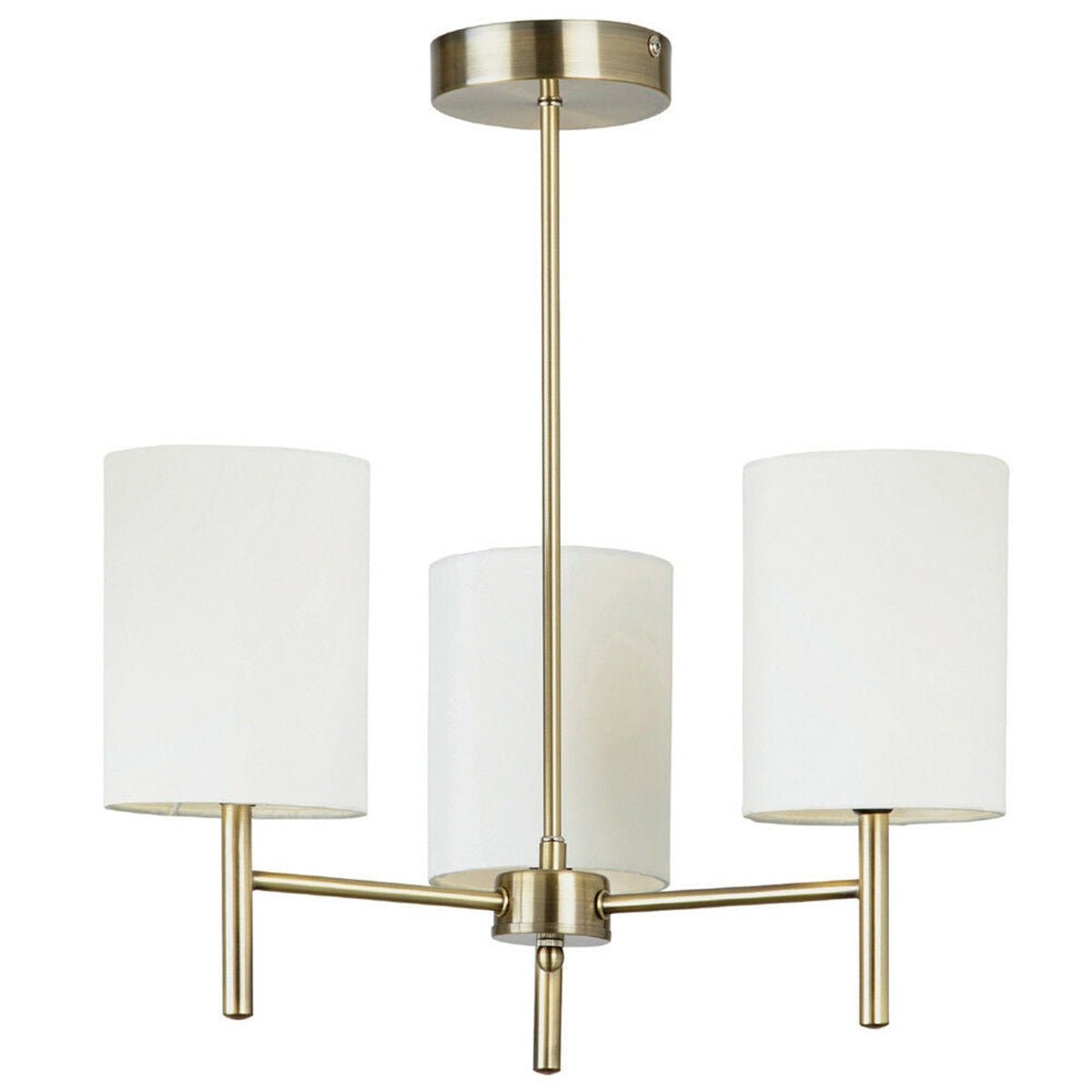 Loops Direct 50cm Diameter Steel Semi-Flush Ceiling Light - Antique Brass