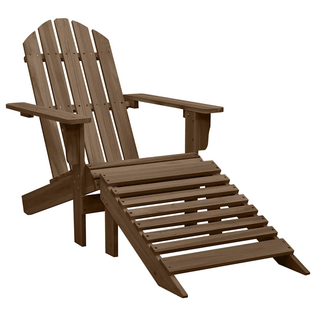 Walplus Wood Garden Chair with Ottoman - Brown - 70 x 153 x 88 cm