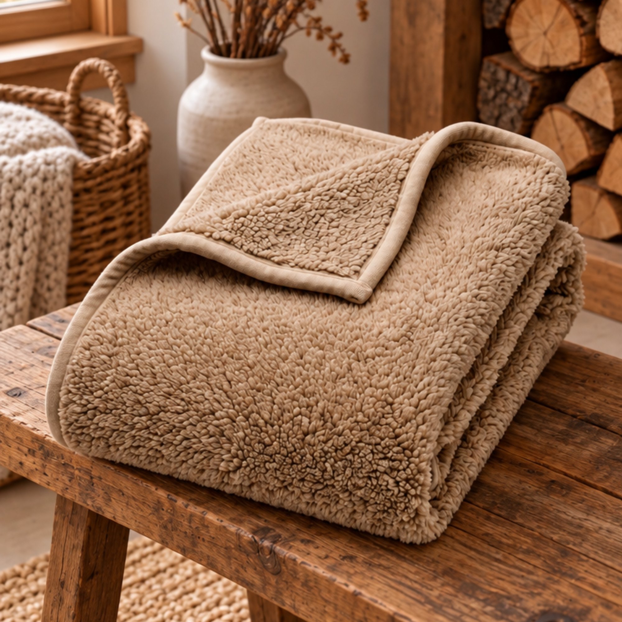 Deyongs Luxury Soft Teddy Fleece Throw Blanket 130x170cm Borgan - Taupe