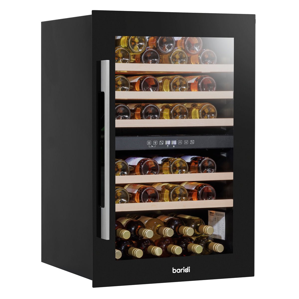 Baridi 57 Bottle Dual Zone Built-In Wine Cooler - Black