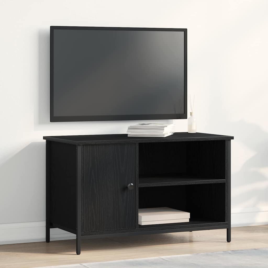 Walplus Engineered Wood 1 Door 1 Shelf TV Cabinet - Black Oak - 80 x 40 x 50 cm