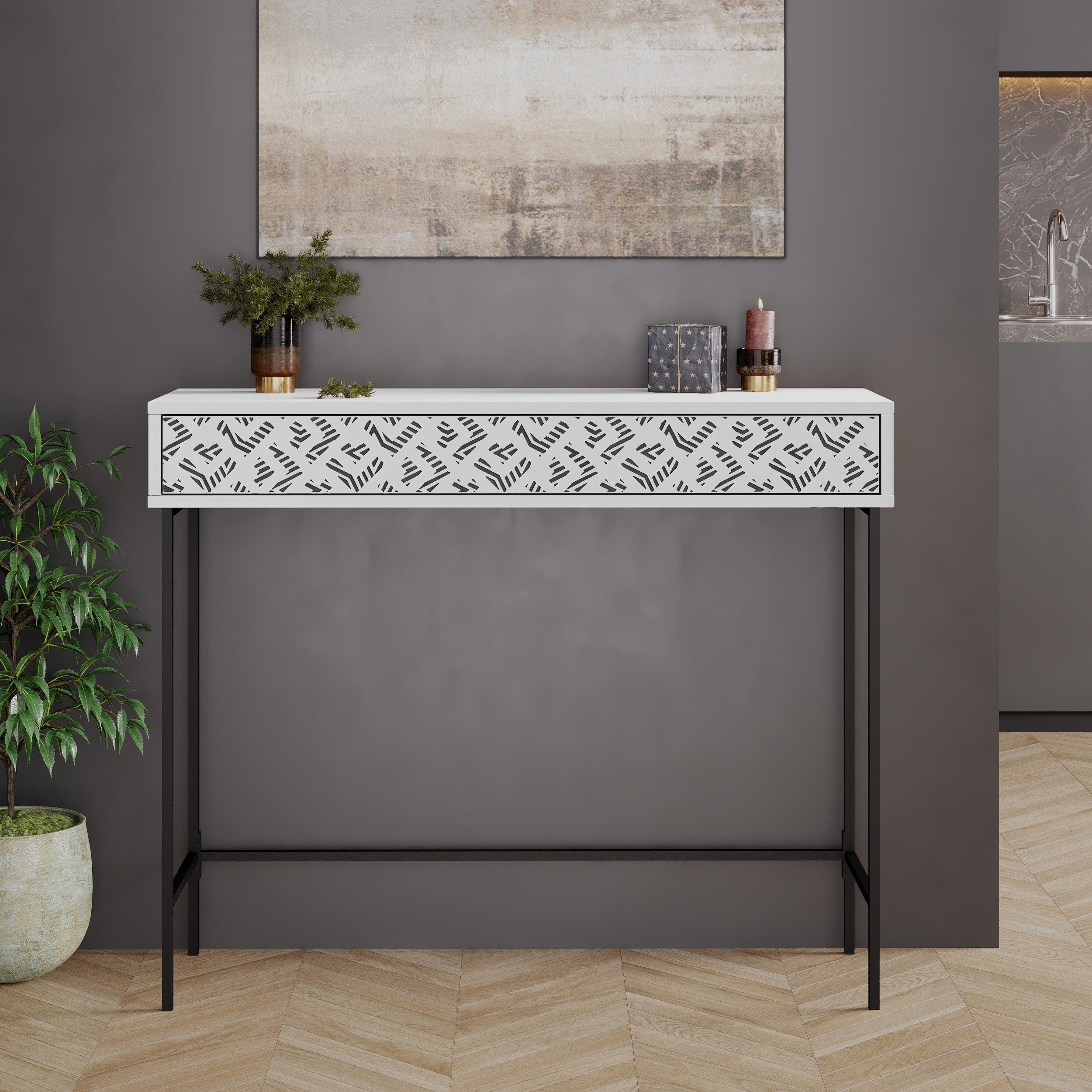 Decortie Heaton Console Table Sideboard - White