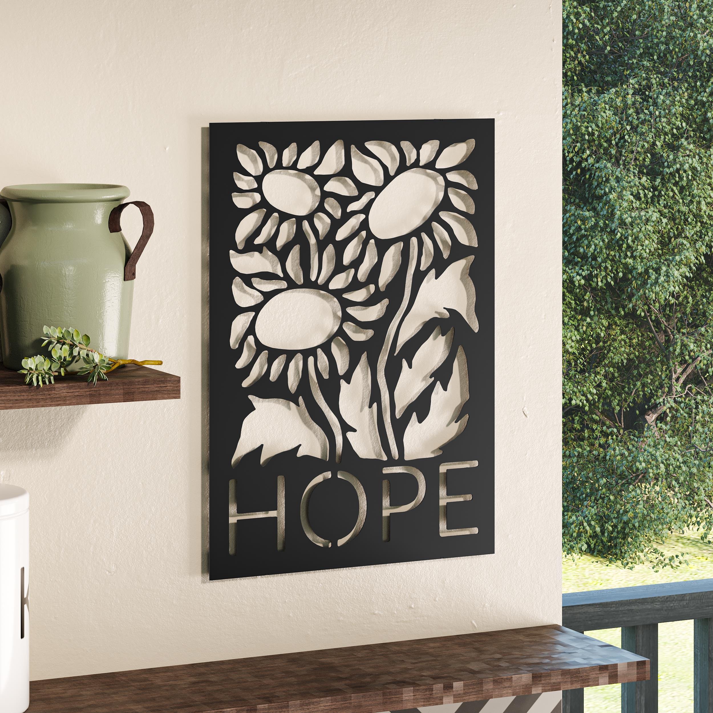 Decortie Metal Decorative Hope Wall Art Metal Wall Hanging - Black