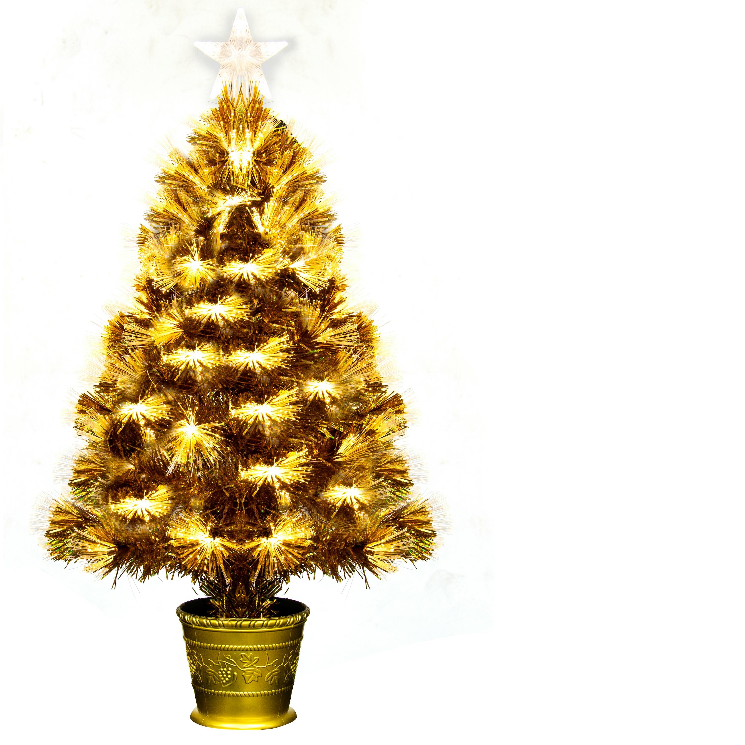 Christmas Tree World 3ft Gold Flower Fibre Optic Tree
