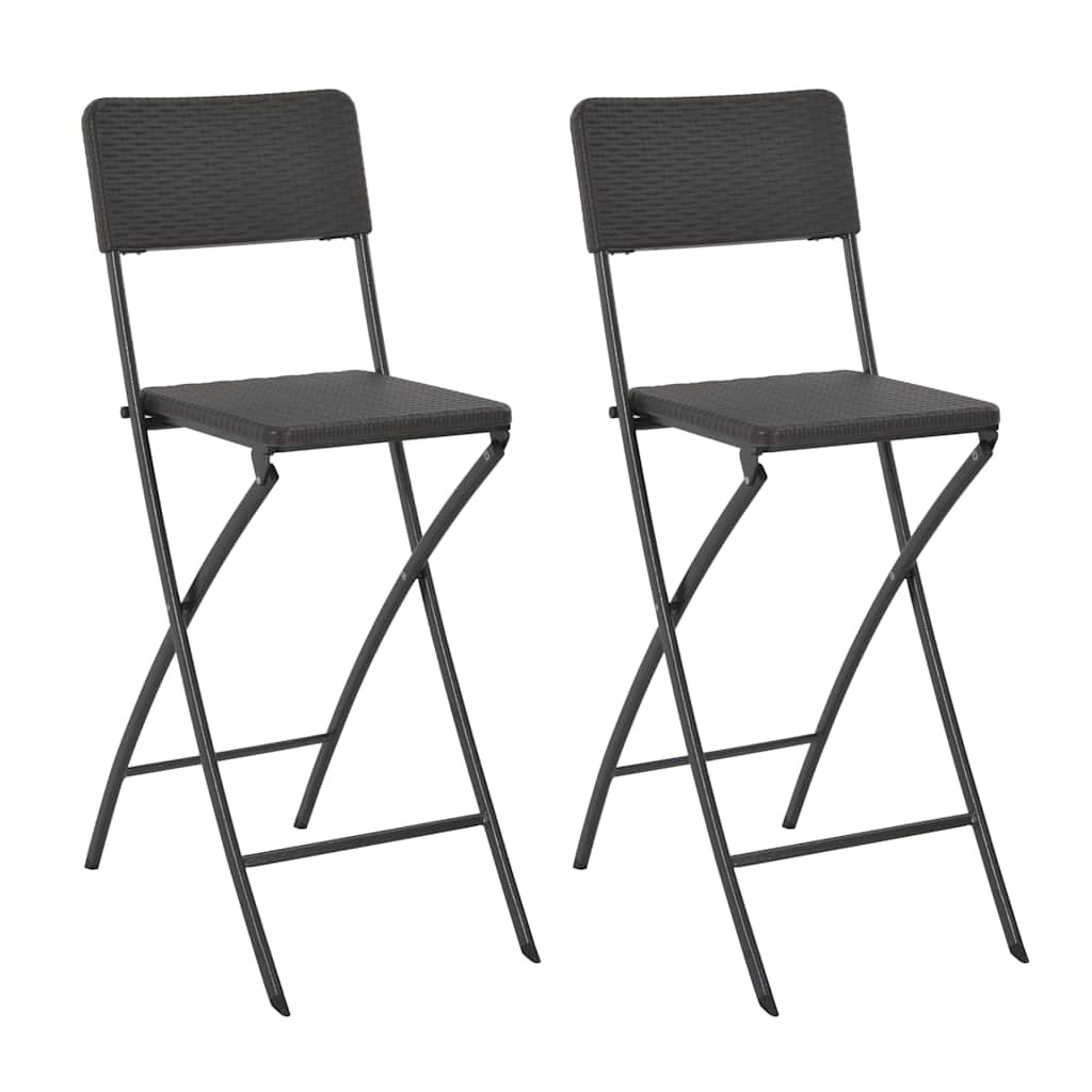 Walplus 2 Piece HDPE Folding Bar Chairs - Brown - 45 x 63 x 114 cm