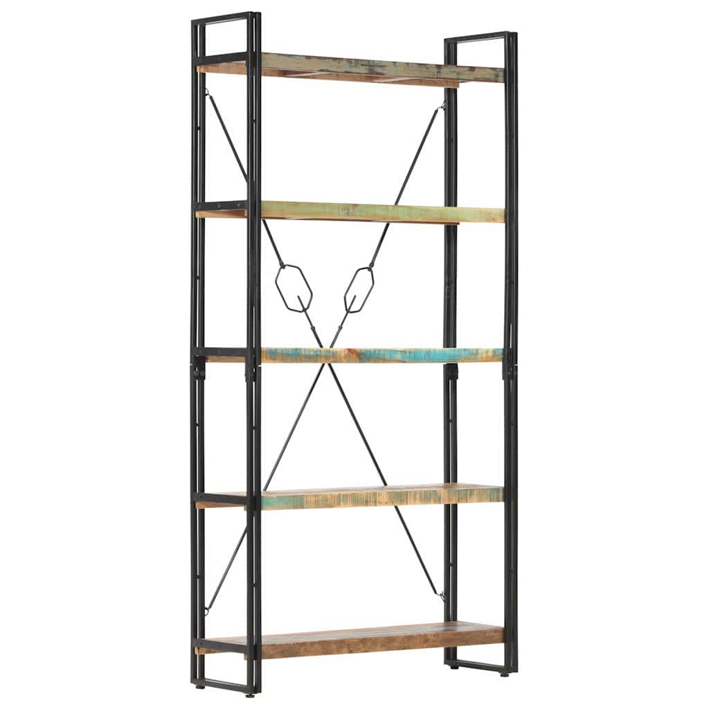 Walplus 5 Tier Solid Wood Bookcase - Brown - 90 x 30 x 180 cm