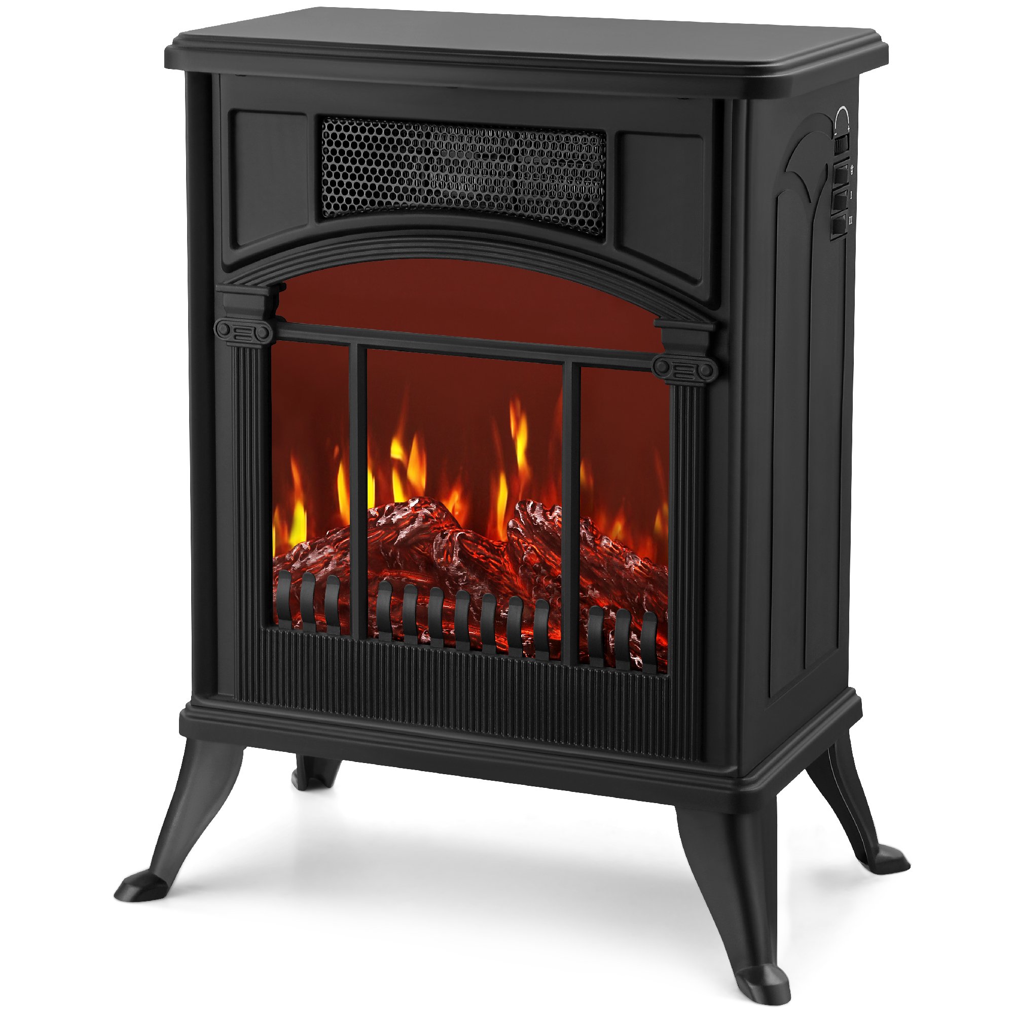 NETTA 1900W Log Effect Electric Stove Heater - Black