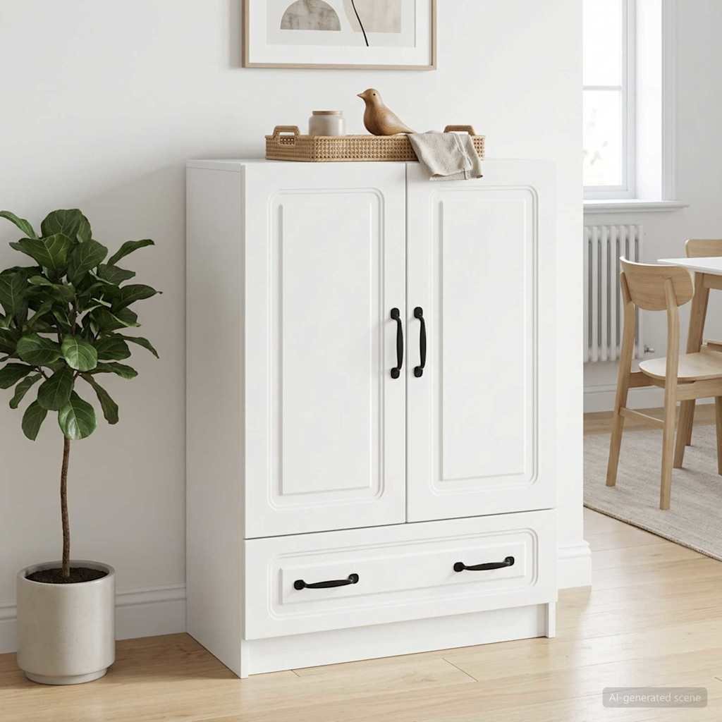 Walplus 1 Drawer Rectangular Sideboard 2 Door - White - 66 x 34.5 x 92 cm