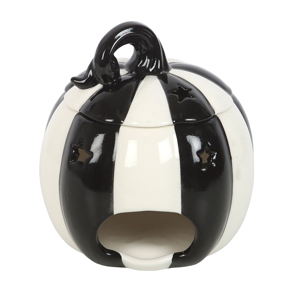 Something Different Strange & Unusual Striped Pumpkin Oil Burner - Black & White