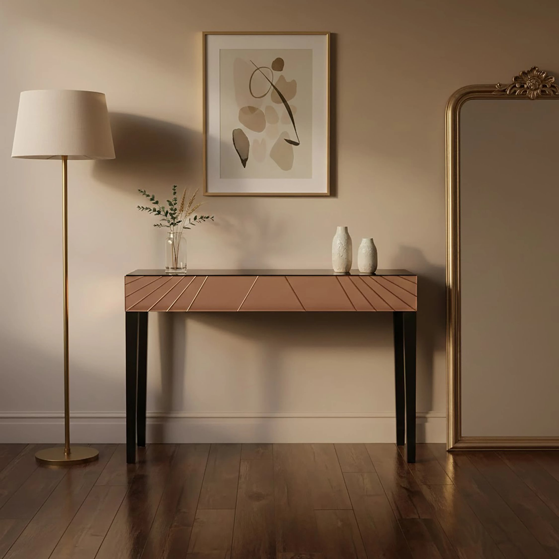 Orsina Kensington Townhouse Earl Mirrored Glass Console Table – Gold