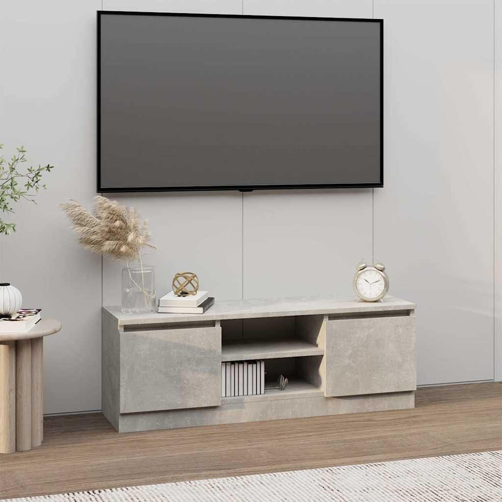Walplus Engineered Wood TV Cabinet with Doors - Stone Grey - 102 x 30 x 36 cm
