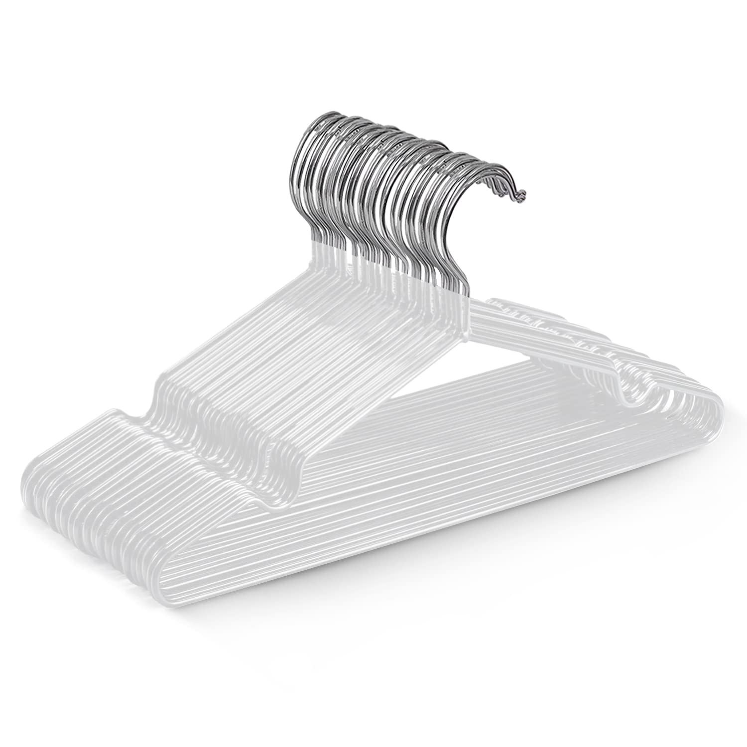 Keplin White Non-Slip Rubber Coated Metal Clothes Hangers - Pack of 20