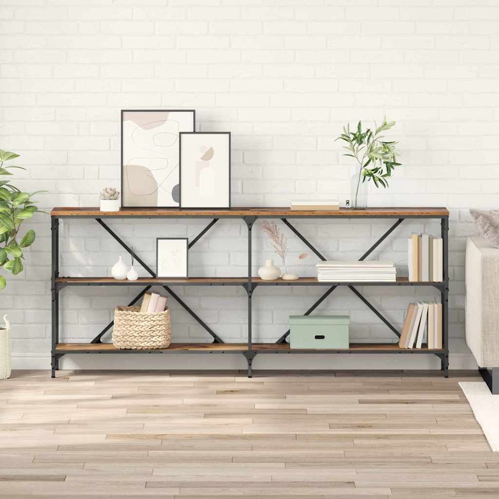 Walplus Engineered Wood Console Table - Old Wood - 180 x 30 x 75 cm