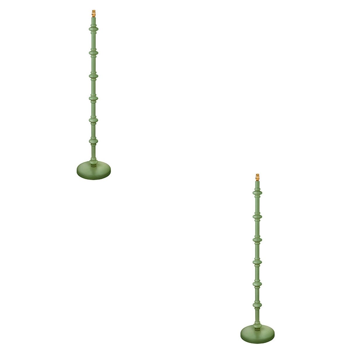 Loops Direct Pack of 2 Wooden Turned Spindle Floor Lamp - Satin Cotswold Green