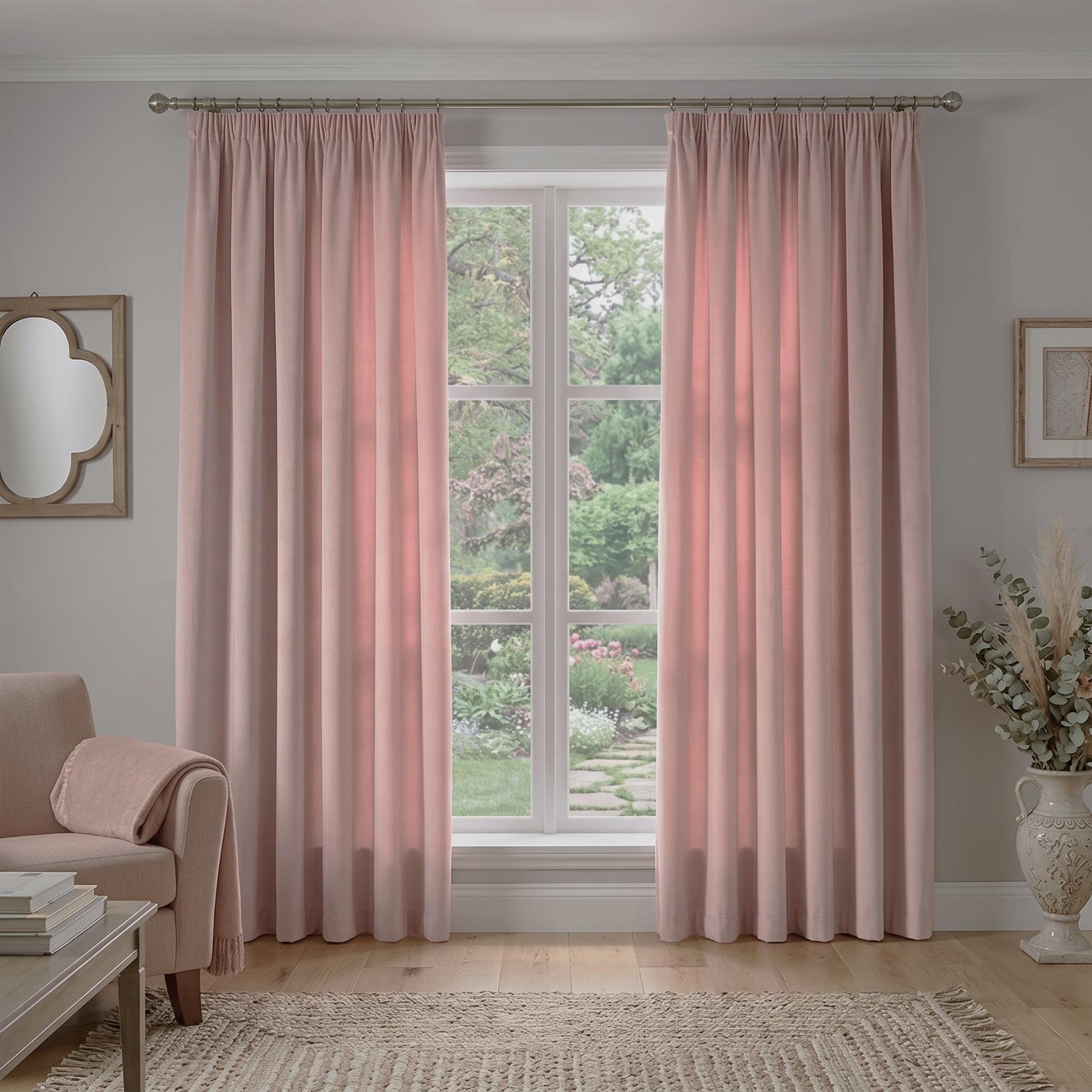 Luxury Living Blackout Pencil Pleat Curtains 168cm x 229cm - Pink