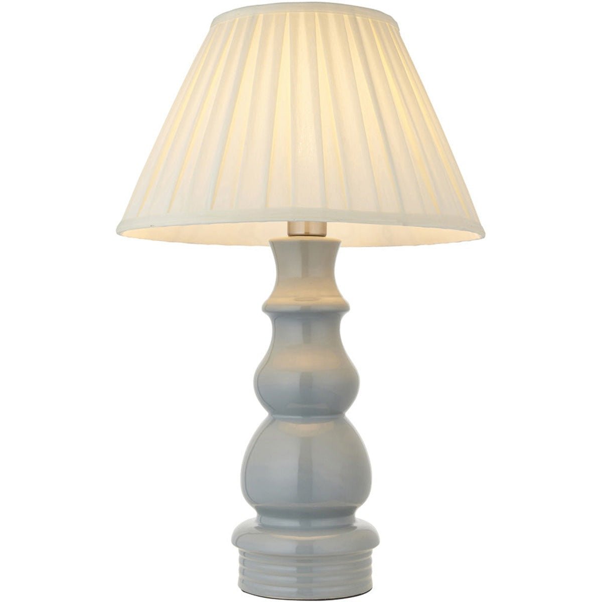 Loops Direct 41cm Diameter Ceramic Table Lamp - Blue Grey Glaze Cream