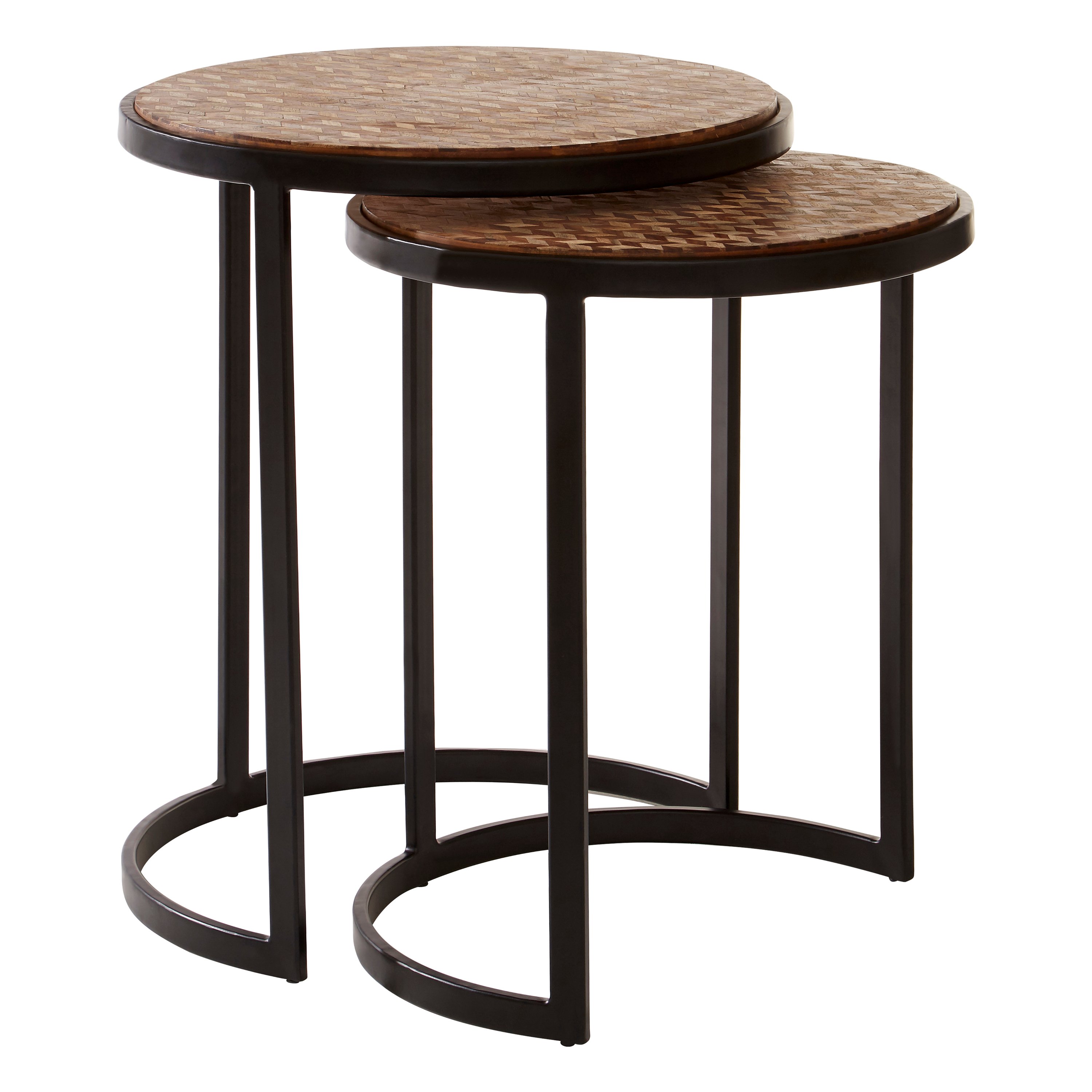 Orsina Halle Chevron Design Nesting Tables - Natural