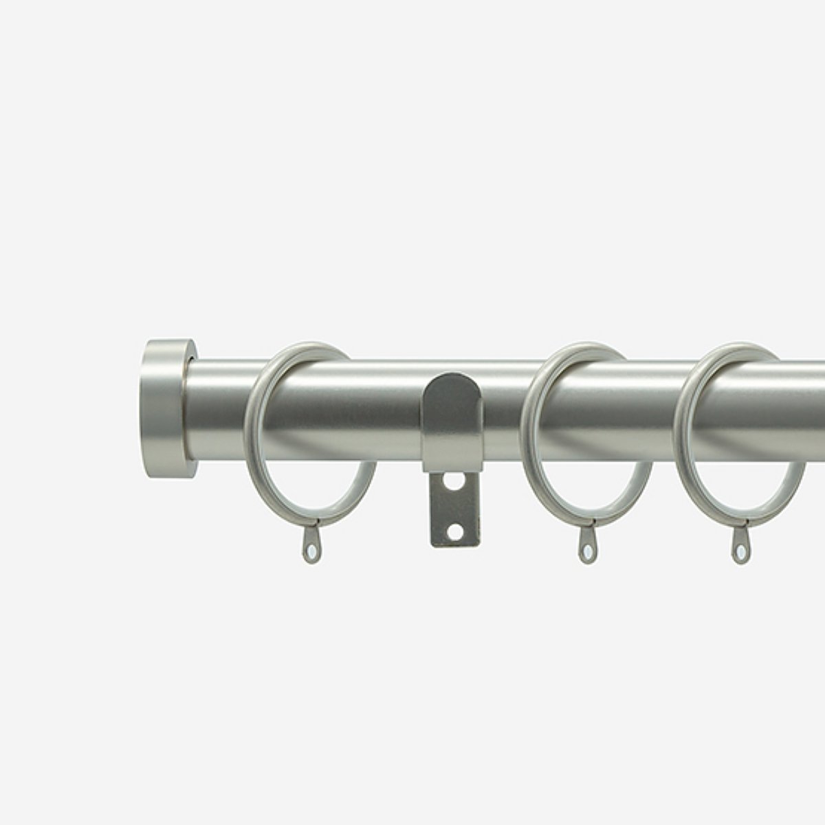 New Edge Blinds Brushed Steel 28mm Stud Fixed Metal Curtain Pole - 70cm