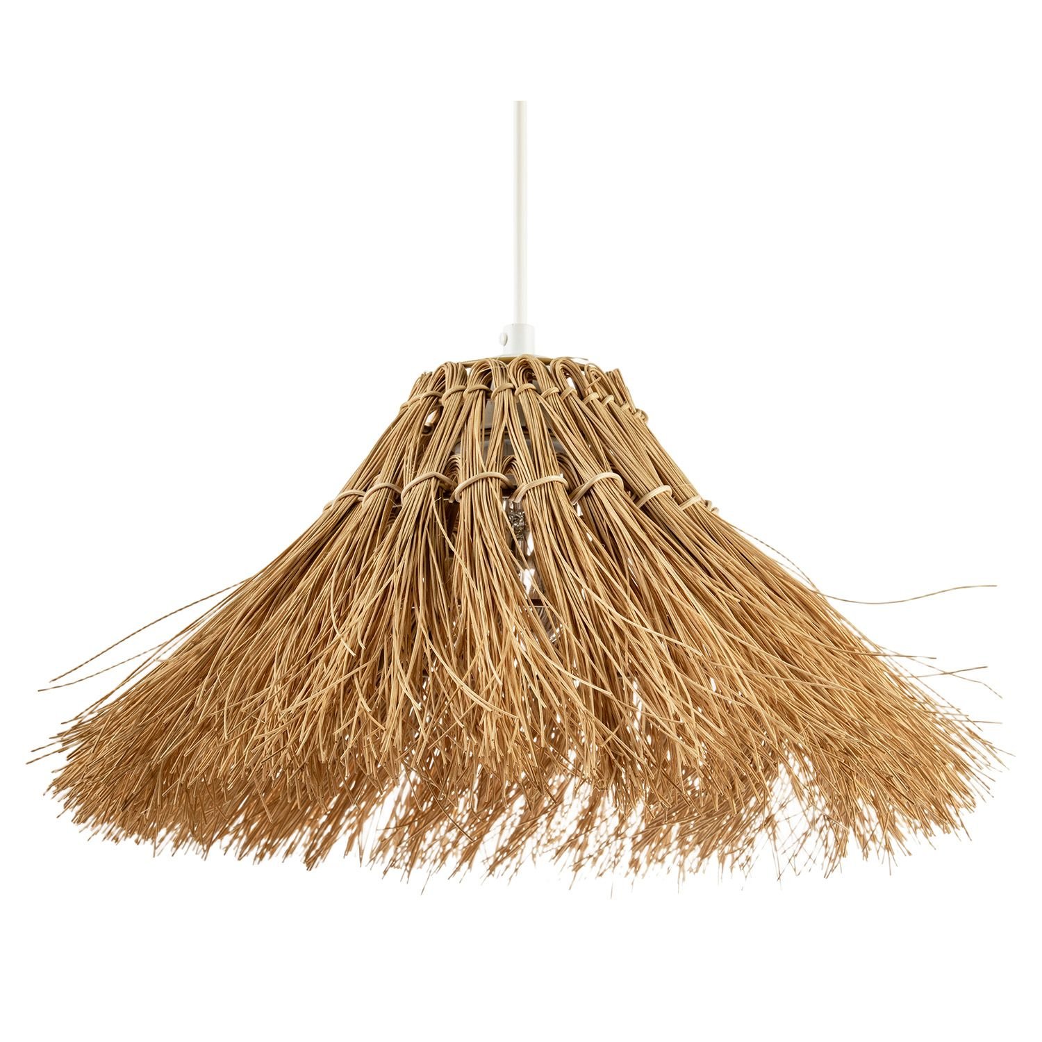 Happy Homewares Brown Natural Raffia Handcrafted Rattan Pendant Shade - 44cm