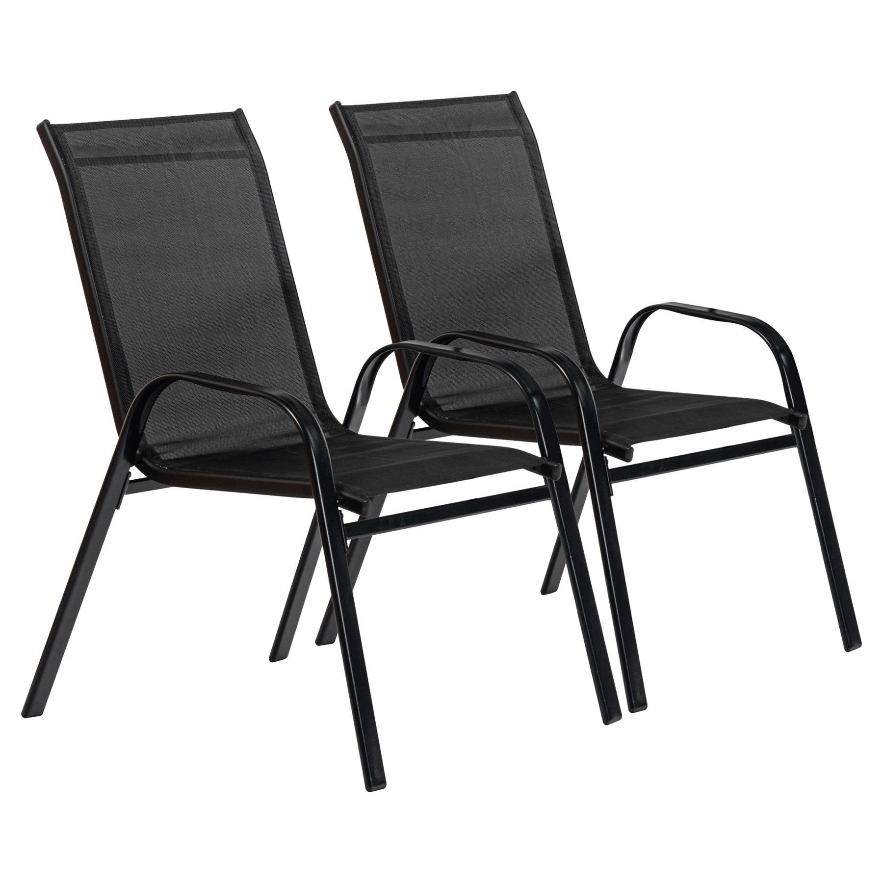 Harbour Housewares Texteline Canvas Garden Chairs - Set of 2