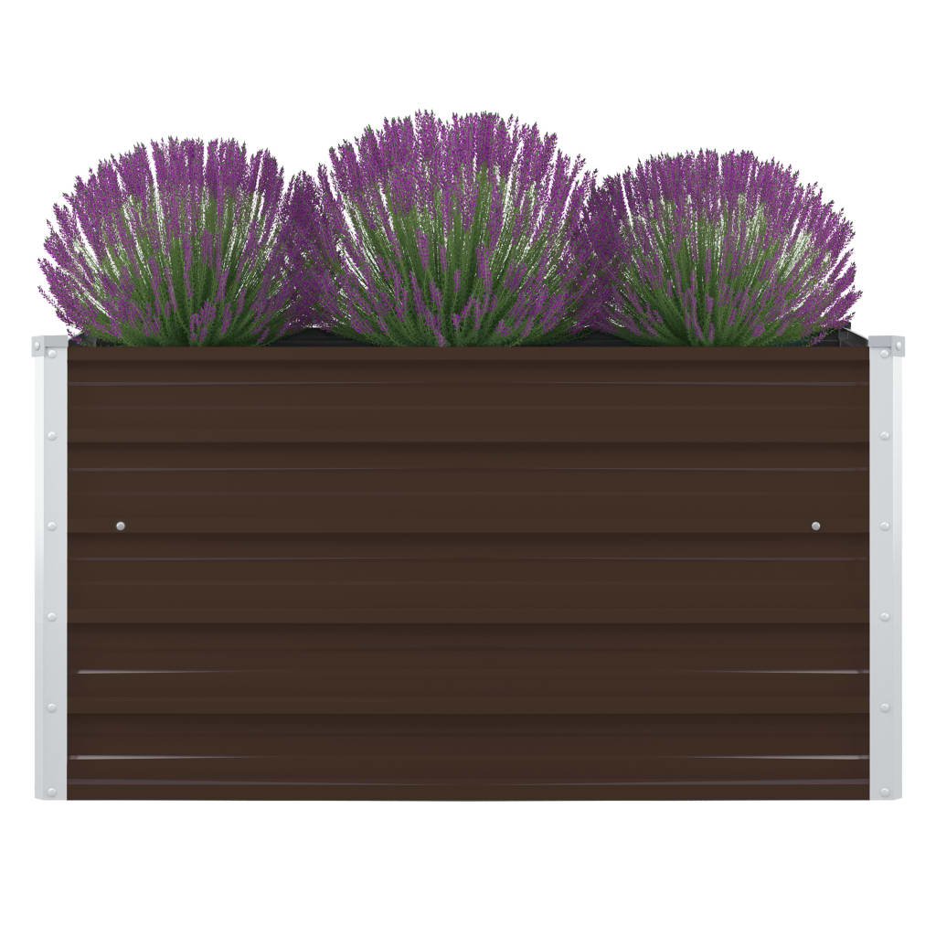 Walplus Galvanised Steel Raised Garden Bed - Brown - 100 x 100 x 45 cm