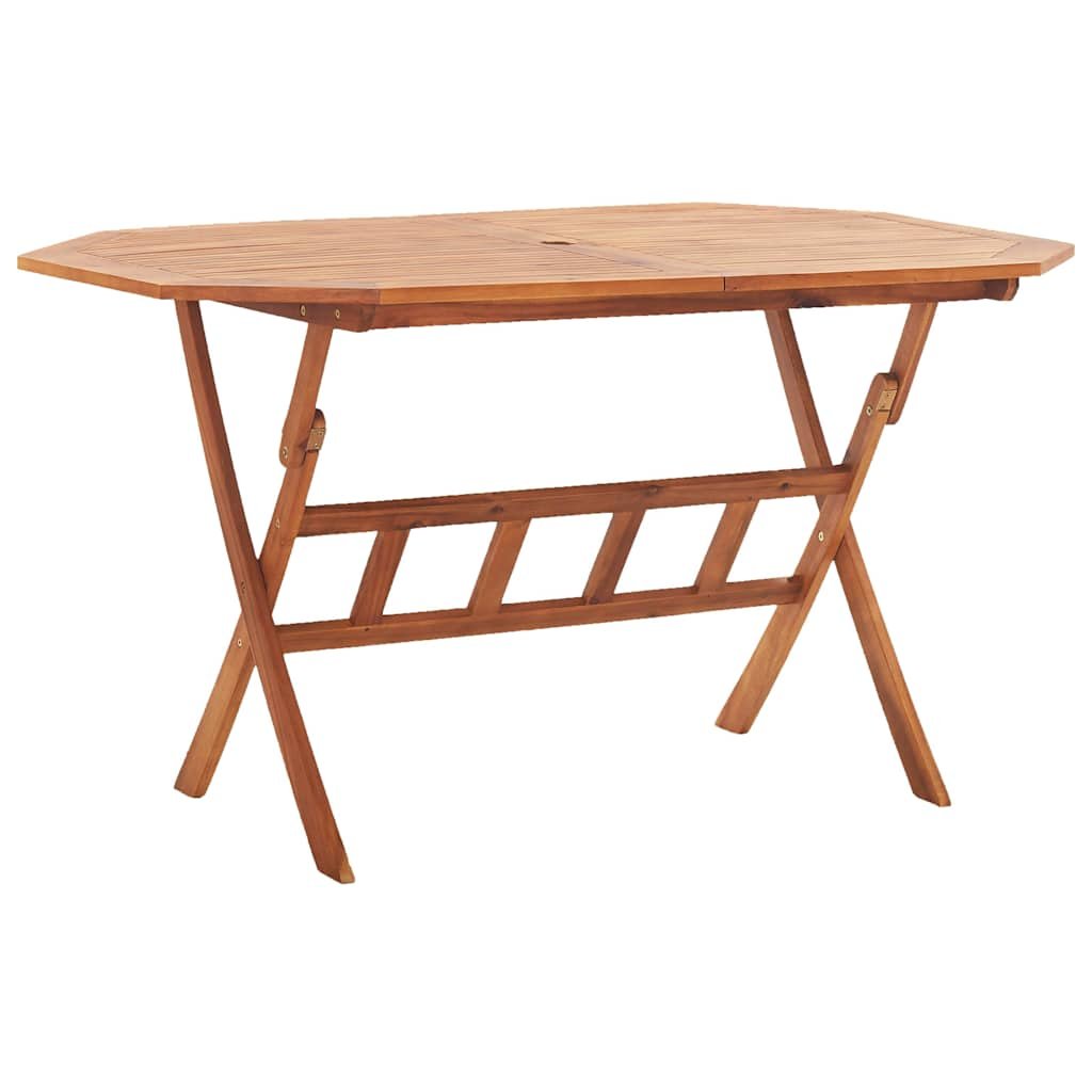 Walplus Solid Acacia Wood Folding Garden Table - Brown - 135 x 85 x 75 cm