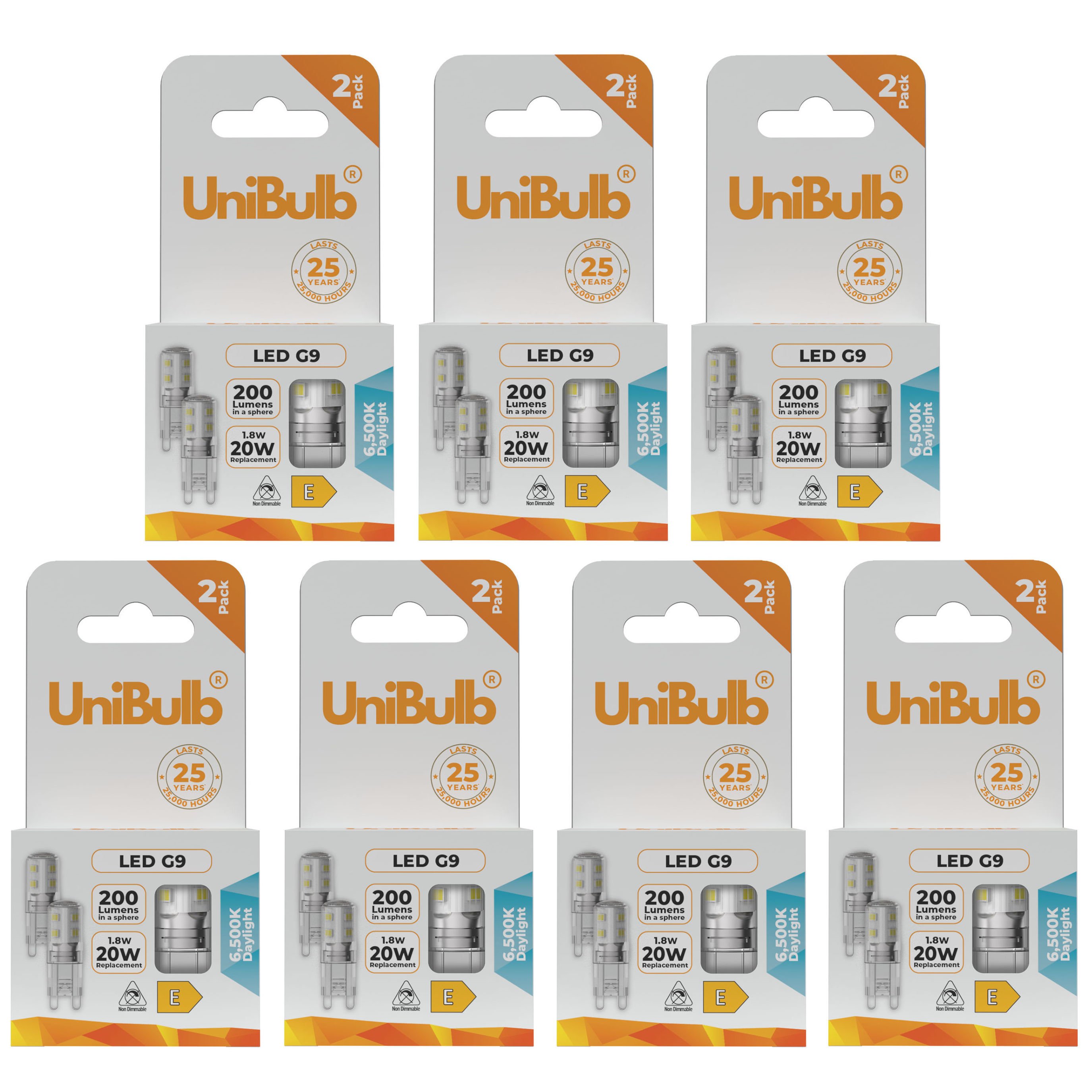 UniBulb 1.8W LED Daylight Capsule G9 Light Bulb - Pack of 14