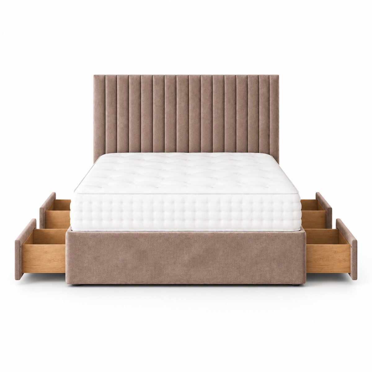 Comfy Deluxe 4ft Small Double  4 Drawer   Suede  Divan Bed Set -  Beige