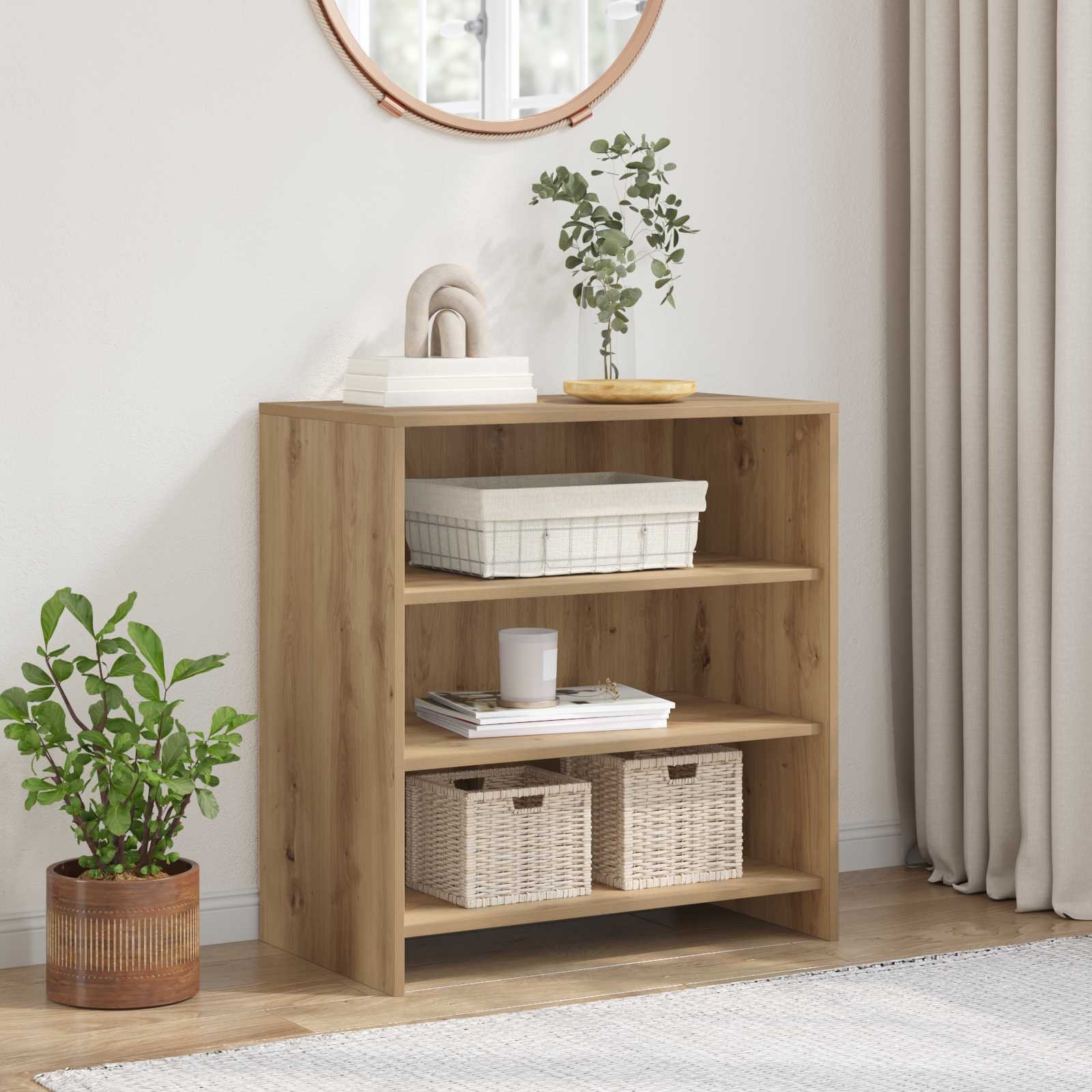 Walplus 5 Shelf Rectangular Engineered Wood Sideboard - Brown - 70 x 41 x 75 cm