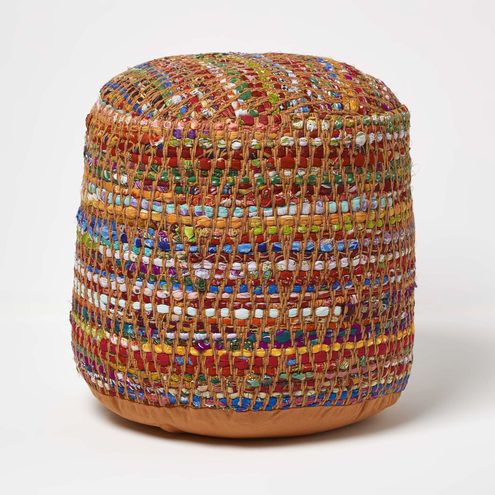 Homescapes Chindi Design Circular Bean Filled Pouffe – Multicolour