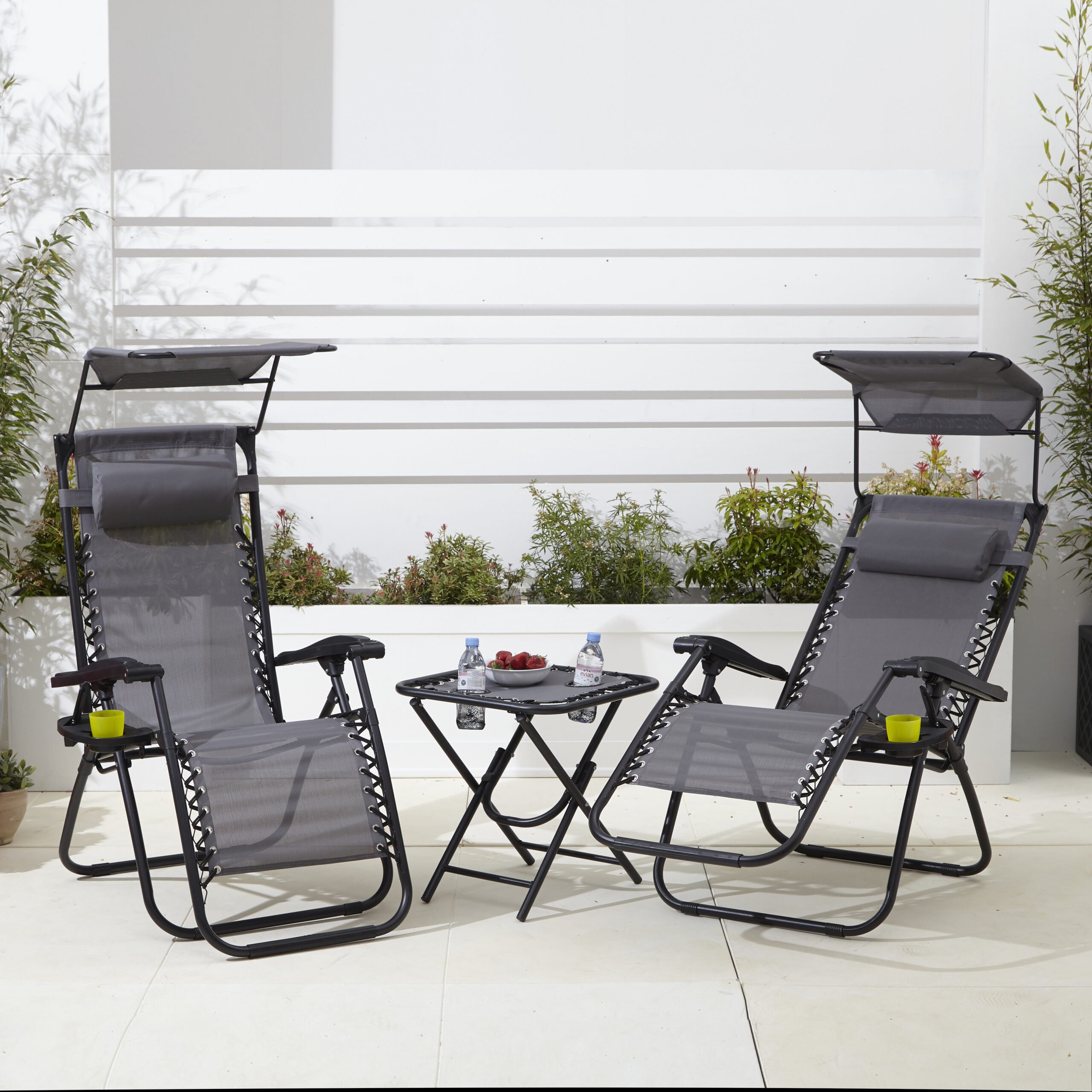 Neo Zero Gravity Chairs and Table Set - Grey