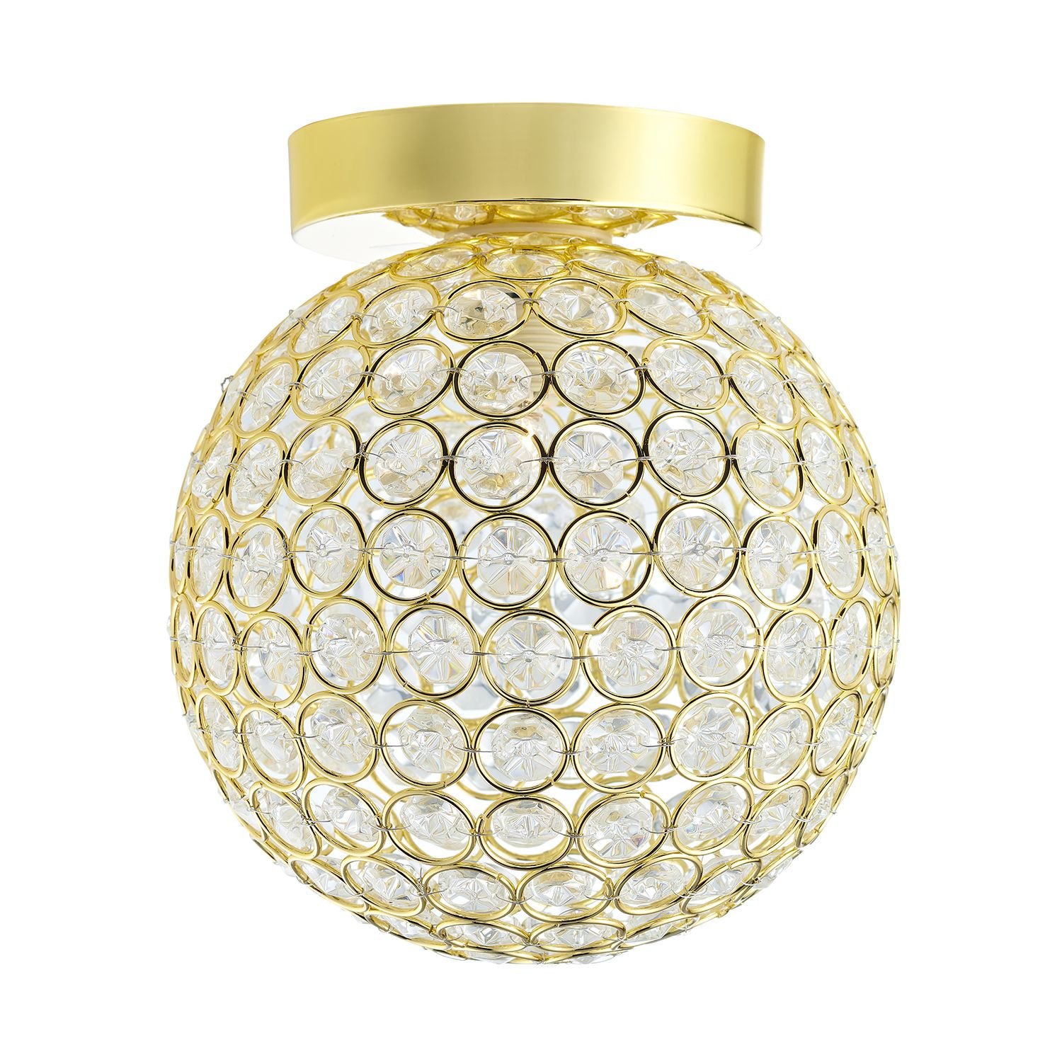 Happy Homewares Polished Gold and Beaded Glass Bathroom Ceiling Light - 18cm