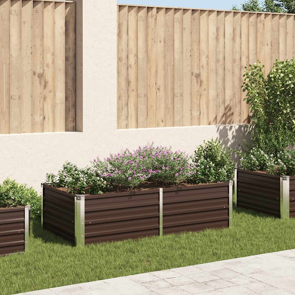 Walplus Galvanised Steel Raised Garden Bed - Brown - 160 x 80 x 45 cm