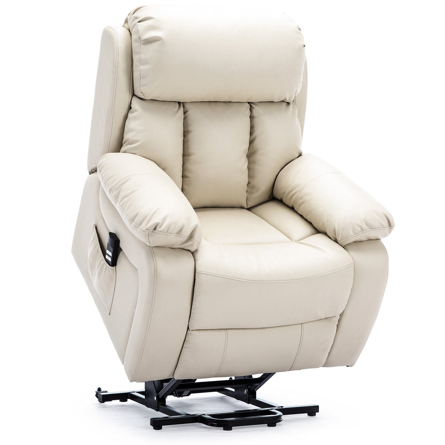 Furniture Online Chester Dual Motor Rise Recliner Heat and Massage Chair - Cream