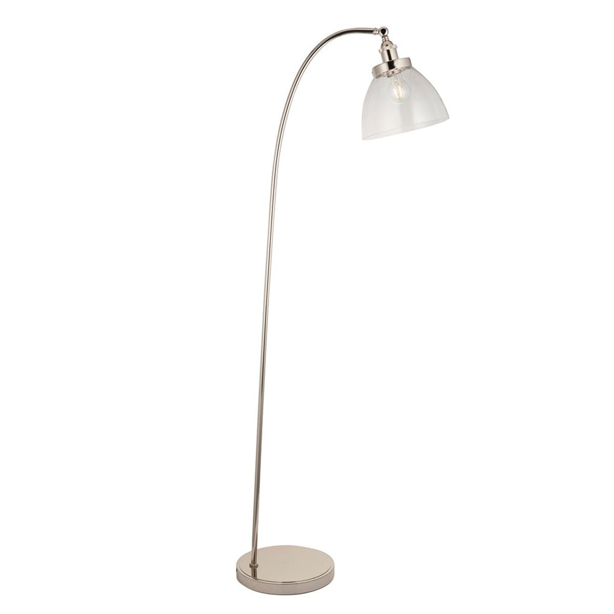 Loops Direct Steel and Glass Floor Lamp - Bright Nickel