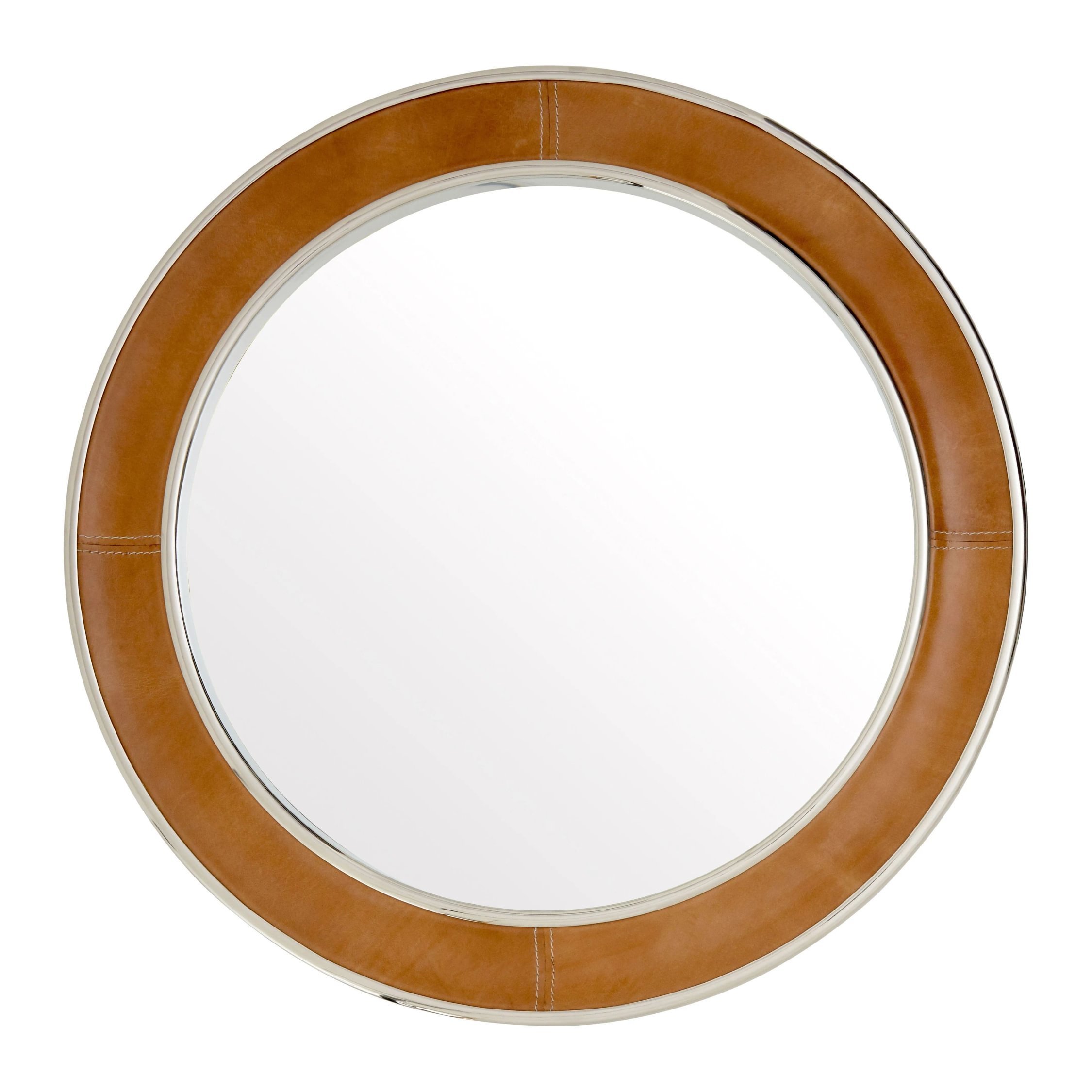 Orsina Churchill Tan Genuine Leather Wall Mirror – Brown