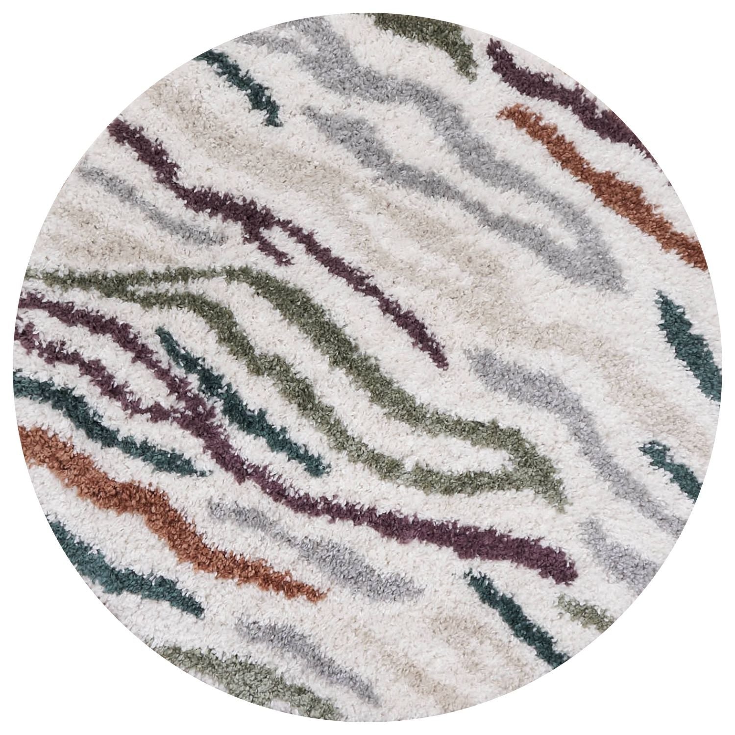 The Rugs Multicoloured Moodi Abstract Round Shaggy Rug - 120cm